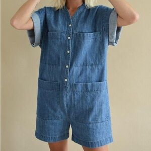 Ilana Kohn Blue Denim Short Sleeve Romper